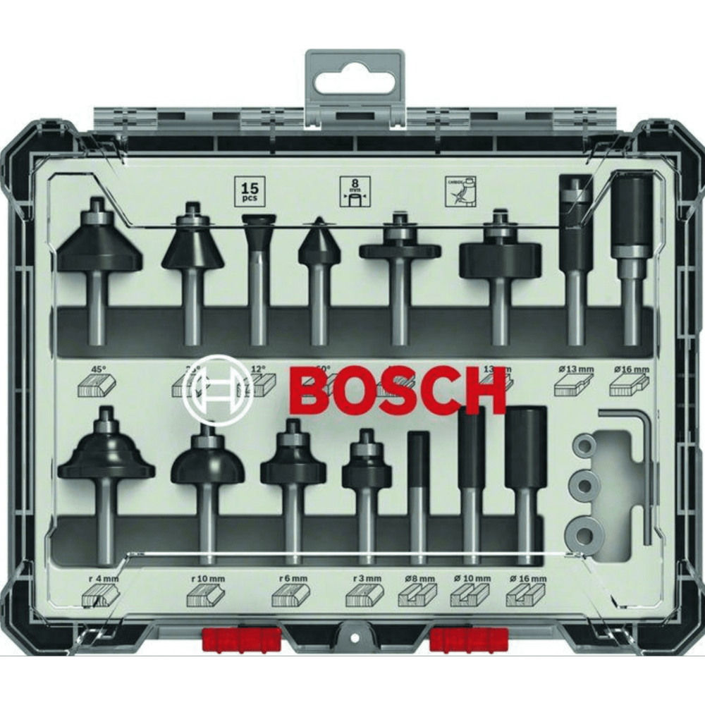 Набор фрез Bosch 2607017472, хвостовик 8 мм, 15 шт.