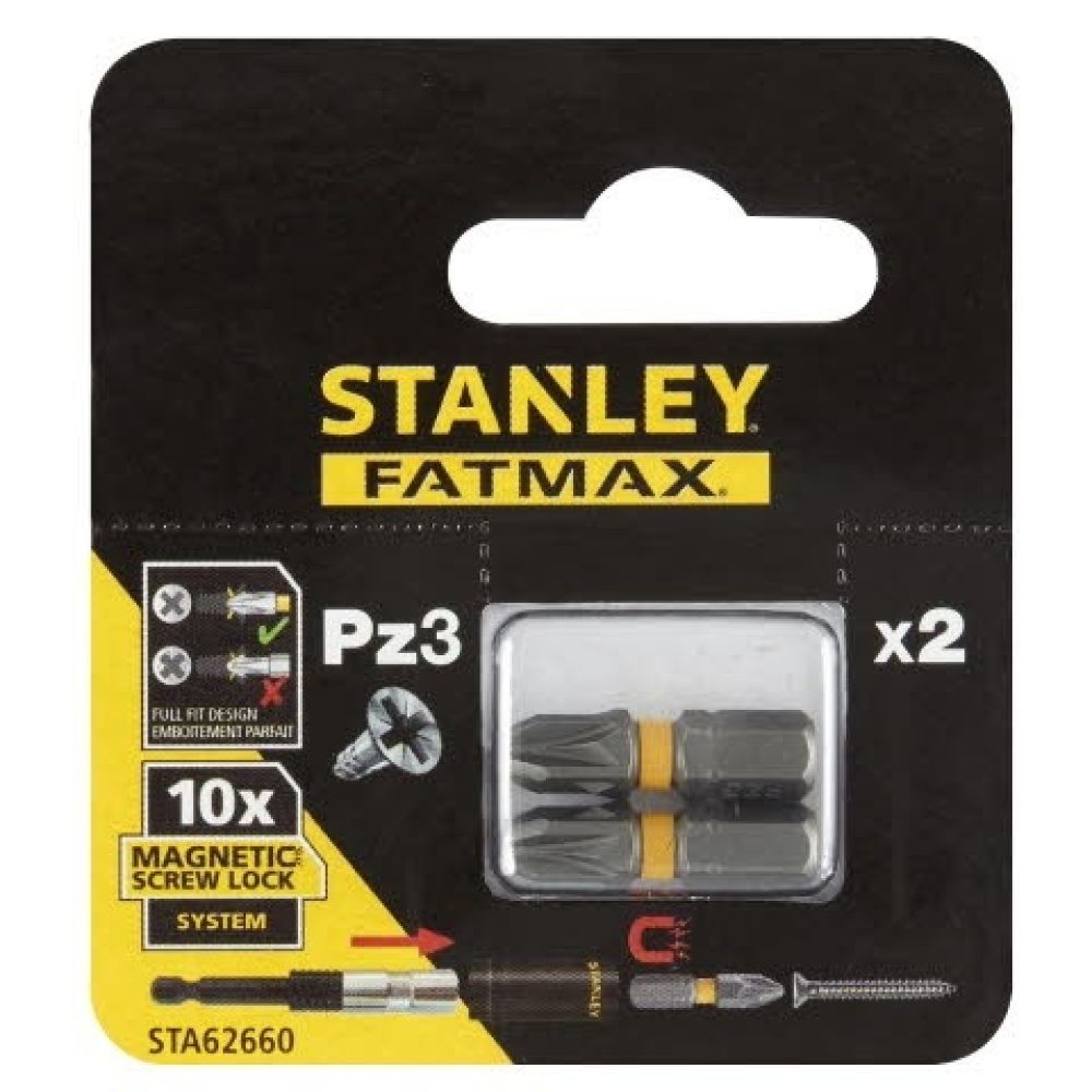 Набор бит FatMax Magnetic Screw Lock STANLEY STA62660, PZ3х25 мм, 2 шт