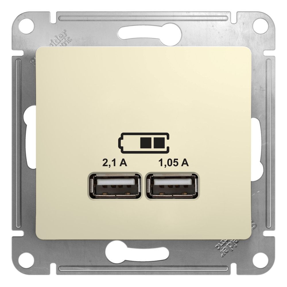 Розетка USB А+А 5В/2,1А 2х5В/1,05А Systeme Electric (Schneider Electric) Glossa, бежевый GSL000233