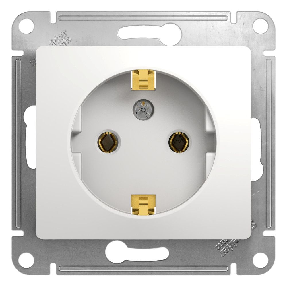 Розетка с заземлением 16А механизм Systeme Electric (Schneider Electric) Glossa, белый GSL000143/7, 7 шт.