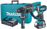 Аккумуляторный набор Makita, 18 В: перфоратор DHR202 + шуруповерт DTD152, с АКБ 3 Ач и ЗУ, в кейсе