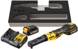 Аккумуляторный угловой гайковерт DEWALT DCF510E2G, с трещоткой, 18 В, 102 Нм, 300 об/мин, с 2 АКБ 1.7 Ач и ЗУ, в чехле (DCF510E2G-QW)
