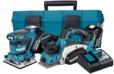 Аккумуляторный набор Makita, 18 В: шлифмашина DBO484 + рубанокDKP180, с 2 АКБ 3 Ач и ЗУ, в кейсе