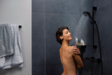 Душевой набор hansgrohe Pulsify Select S 105 3jet Relaxation EcoSmart с термостатом Ecostat Fine и душевой штангой 65 см, 24262670, матовый черный