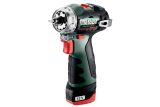 Аккумуляторная дрель-шуруповерт Metabo PowerMaxx BS BL Q, без патрона, 12 В, с 2 АКБ 2 Ач и ЗУ, в кейсе, T03490