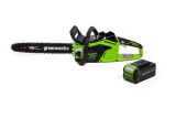 Цепная пила аккумуляторная Greenworks, 40V, 40 см, бесщеточная, до 1,8 КВт, с 1хАКБ 2Ач и ЗУ, 2005807UA