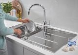 Мойка GROHE из нержавеющей стали с корзинчатым вентилем, оборачиваемая K400 45 -S 86/50 1.0 (31566SD0)