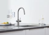 Смеситель для кухонной мойки GROHE Blue Home с системой фильтрации, охлаждения и газирования воды, Wi-Fi, суперсталь (31541DC0)
