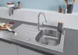Мойка GROHE K200 45-S 86/50 1.0 с корзинчатым вентилем, нержавеющая сталь (31552SD1)