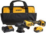 Аккумуляторная полировальная машина DEWALT DCM848P2, 18 В, 125 мм, 5500 кол/мин, с 2 АКБ 5 Ач и ЗУ, в сумке (DCM848P2-QW)