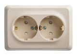 Розетка двойная с заземлением со шторками 16А Systeme Electric (Schneider Electric) Etude, кремовый PC16-108K