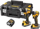 Аккумуляторный набор DEWALT DCK2051E2T, 18 В: дрель-шуруповерт DCD800 + шуруповерт DCF850, с 2 АКБ 1.7 Ач и ЗУ, в кейсе TSTAK