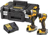 Аккумуляторный набор DEWALT DCK2050H2T, 18 В: дрель-шуруповерт DCD805 + шуруповерт DCF850, с 2 АКБ 5 Ач и ЗУ, в кейсе TSTAK