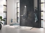 Душевой гарнитур GROHE Rainshower SmartActive 130 Cube с мыльницей, 3 режима струи, душевая штанга 900 мм, 12 л/мин, белая луна (26586LS0)