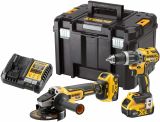 Аккумуляторный набор DEWALT DCK2080P2T, 18 В: дрель-шуруповерт DCD796 + УШМ DCG405, с 2 АКБ 5 Ач и ЗУ, в кейсе TSTAK