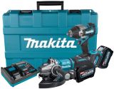 Аккумуляторный набор Makita, 40 В: гайковерт TW007 + угловая шлифмашина GA038, с 2 АКБ 5 Ач и ЗУ, в кейсе