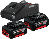 Набор Bosch: 2 аккумулятора GBA, Li-Ion, 18 B, 4 Aч и зарядное устройство GAL 18V-40 Professional, 14.4/18 B, 4 A, 1600A019S0