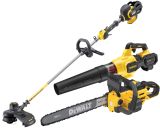 Аккумуляторный набор садовой техники DEWALT, 54 В: воздуходувка DCMBA572 + триммер DCM571 + цепная пила DCMCS575, с АКБ 3 Ач и ЗУ