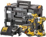 Аккумуляторный набор DEWALT DCK384P2T, 18 В: дрель DCD796 + шуруповерт DCG405 + УШМ DCG405, с 2 АКБ 5 Ач и ЗУ, в 2 кейсах TSTAK