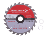 Диск пильный твёрдосплавный ИНТЕРСКОЛ, 210 × 2.2 x 30/25.4/20 мм, 24 зуба, по дереву, 31124.210