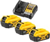 Аккумуляторный набор DEWALT DCK509P3, 18 В: дрель + шуруповерт + гайковерт + УШМ + сабельная пила, с 3 АКБ 5 Ач и ЗУ, в сумке