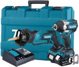 Аккумуляторный набор Makita, 18 В: гайковерт DTW700 + сабельная пила DJR185, с 2 АКБ 3 Ач и ЗУ, в кейсе