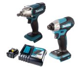 Набор электроинструмента Makita PT1465 18 В: гайковерт DTW190Z + шуруповерт DTD157Z, с АКБ 3 Ач и ЗУ