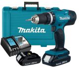 Аккумуляторная ударная дрель-шуруповерт Makita DHP453SYE, 1300 об/мин, с 2 АКБ 1.5 Ач и ЗУ, в кейсе