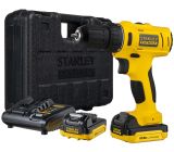 Аккумуляторная дрель-шуруповерт STANLEY FATMAX, 10.8 В, 27 Нм, 1500 об/мин, с 2 АКБ 1.5 Ач и ЗУ, в кейсе, FMC011S2