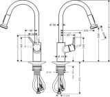 Смеситель для кухонной мойки hansgrohe Talis M52 220, Eco, с вытяжным душем 2jet 72831000, хром