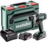 Аккумуляторная дрель-шуруповерт Metabo BS 18 L, 18 В, 1850 об/мин, с 2 АКБ 2 Ач и ЗУ, в кейсе metaBOX (614051500)