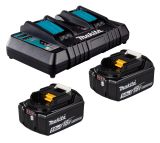 Набор Makita: 2 аккумулятора BL1850B, Li-Ion, 18 В, 5 Ач и двойное быстрое ЗУ DC18RD, 7.2-18 В, 2x9 А, 191L75-3