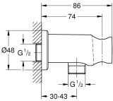 Подключение для душевого шланга с держателем ручного душа GROHE Rainshower, кругл. розетка (26658000)