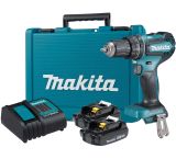 Аккумуляторная ударная дрель-шуруповерт Makita DHP485SYE, 1900 об/мин, с 2 АКБ 1.5 Ач и ЗУ, в кейсе