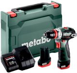 Аккумуляторная дрель-шуруповерт Metabo PowerMaxx BS 12 BL Q, 12 В, 1500 об/мин, с 2 АКБ 2 Ач и ЗУ, в кейсе (601749500)
