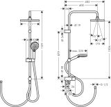Душевая система hansgrohe Vernis Shape 230 1jet EcoSmart Reno с переключателем потоков 26289000, хром