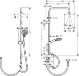 Душевая система hansgrohe Vernis Shape 230 1jet Reno с переключателем потоков 26282670, матовый черный