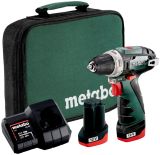 Аккумуляторная дрель-шуруповерт Metabo PowerMaxx BS, 12 В, 1400 об/мин, с 2 АКБ 2 Ач и ЗУ, в сумке (600079550)