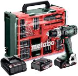 Аккумуляторная дрель-шуруповерт Metabo BS 18 L, 18 В, 1850 об/мин, с 2 АКБ 2 Ач, ЗУ и набором оснастки, в кейсе (614051710)