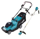 Аккумуляторный набор садовой техники Makita, 40 В: газонокосилка LM004 + триммер UR002, с АКБ 4 Ач и ЗУ