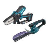 Аккумуляторный набор садовой техники Makita, 12 В: цепная пила UC100 + кусторез UH201, с АКБ 2 Ач и ЗУ