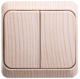 Выключатель 2-клавишный с подсветкой Systeme Electric (Schneider Electric) Etude, сосна BA10-006D