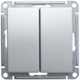 Переключатель 2-клавишный Systeme Electric (Schneider Electric) W59, матовый хром VS610-256-5-86