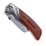 Нож STANLEY FOLDING KNIFE WITH WOODEN HANDLE STANLEY 0-10-073, складной с фиксированным лезвием с фронтальной загрузкой и деревянной ручкой