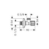 Вентиль угловой hansgrohe 3/8 с фильтром 13904000, хром