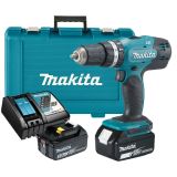 Аккумуляторная ударная дрель-шуруповерт Makita DHP453RFE, 18 В, 1300 об/мин, 19500 уд/мин, с 2 АКБ 3 Ач и ЗУ, в кейсе