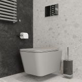 Унитаз подвесной Aqueduto MACIO 520*370 безободковый, сиденье с микролифтом, серый матовый (MAC0130)