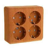 Розетка четырехместная с заземлением со шторками 16А Systeme Electric (Schneider Electric) Etude, бук PA16-208T