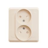 Розетка двойная без заземления со шторками 16А Systeme Electric (Schneider Electric) Etude, кремовый PC16-006K