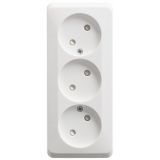Розетка тройная без заземления 16А Systeme Electric (Schneider Electric) Etude, белый PA16-009B